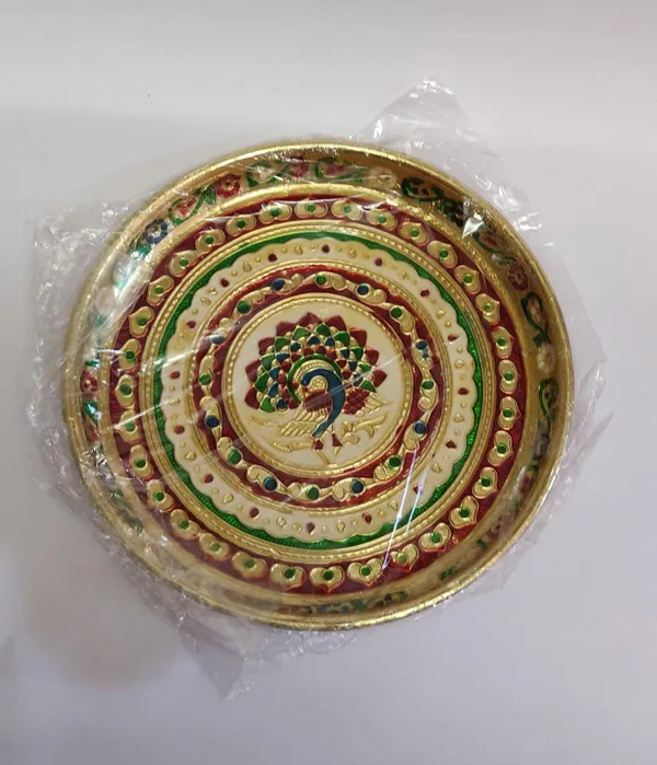 Gold_Stainless_Steel_Meenakari_Pooja_Thali_For_Home_Decor