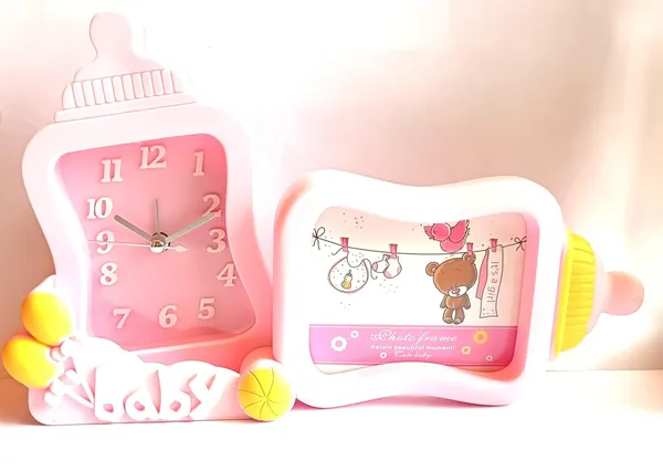 Peach_Plastic_Alarm_Clock_For_Home_Decor