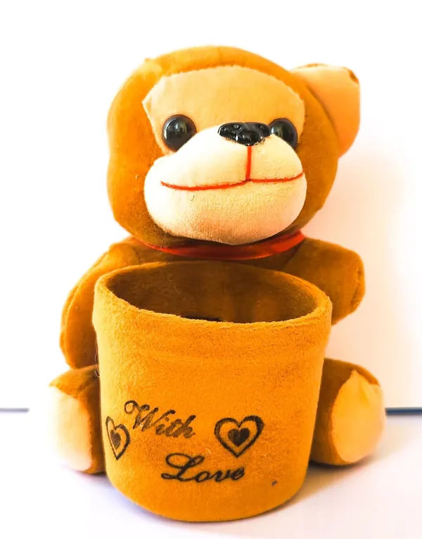 Brown_Microfiber_Pen_Stand_For_Home_Decor