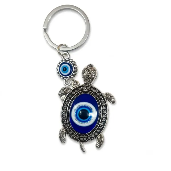 Festilo_Blue_Crystal_Tortise_Evil_Eye_Keychain_–_Hand-Woven_Blue_Macrame_Cord_&_Nazar_Battu_Charm_|_Antique_Silver_Filigree_Lucky_Protection_Keyring_for_Car,_Bike,_Handbags_&_Gifting