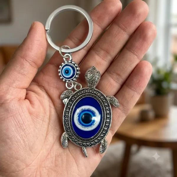 Festilo_Blue_Crystal_Tortise_Evil_Eye_Keychain_–_Hand-Woven_Blue_Macrame_Cord_&_Nazar_Battu_Charm_|_Antique_Silver_Filigree_Lucky_Protection_Keyring_for_Car,_Bike,_Handbags_&_Gifting