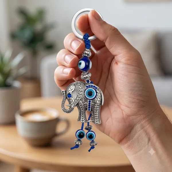 Festilo_Blue_Crystal_Elephant_Evil_Eye_Keychain_–_Hand-Woven_Blue_Macrame_Cord_&_Nazar_Battu_Charm_|_Antique_Silver_Filigree_Lucky_Protection_Keyring_for_Car,_Bike,_Handbags_&_Gifting