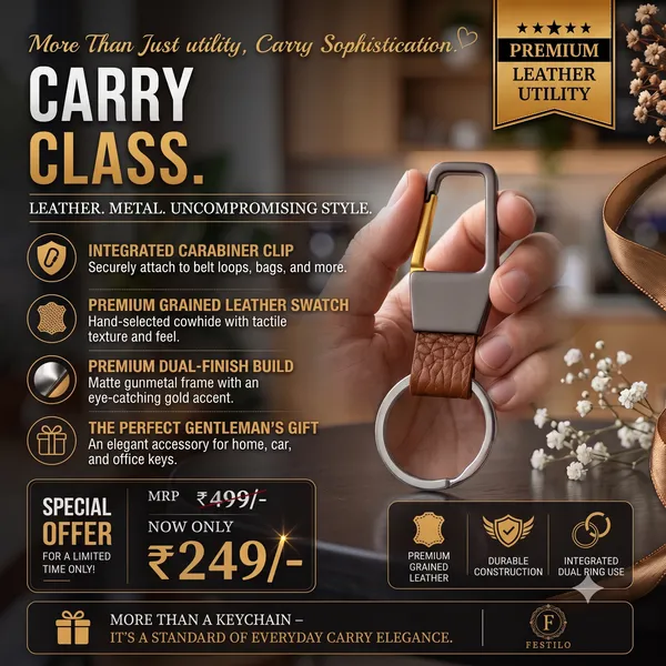 Festilo_Premium_Leather_&_Metal_Carabiner_Keychain_|_Heavy-Duty_Quick-Release_Belt_Clip_Key_Ring_with_Textured_Leather_Swatch_for_Car,_Bike,_Home_&_Office_Keys_|_Luxury_Gift_for_Men_&_Women