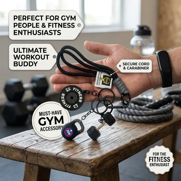 Festilo_Multi-Charm_Gym_Keychain_with_Heavy-Duty_Paracord_Lanyard_&_Carabiner_–_Dumbbell,_45_LB_Weight_Plate_&_Kettlebell_Charms_|_Motivational_Workout_Bag_Accessory_&_Fitness_Gift_for_Men_&_Women