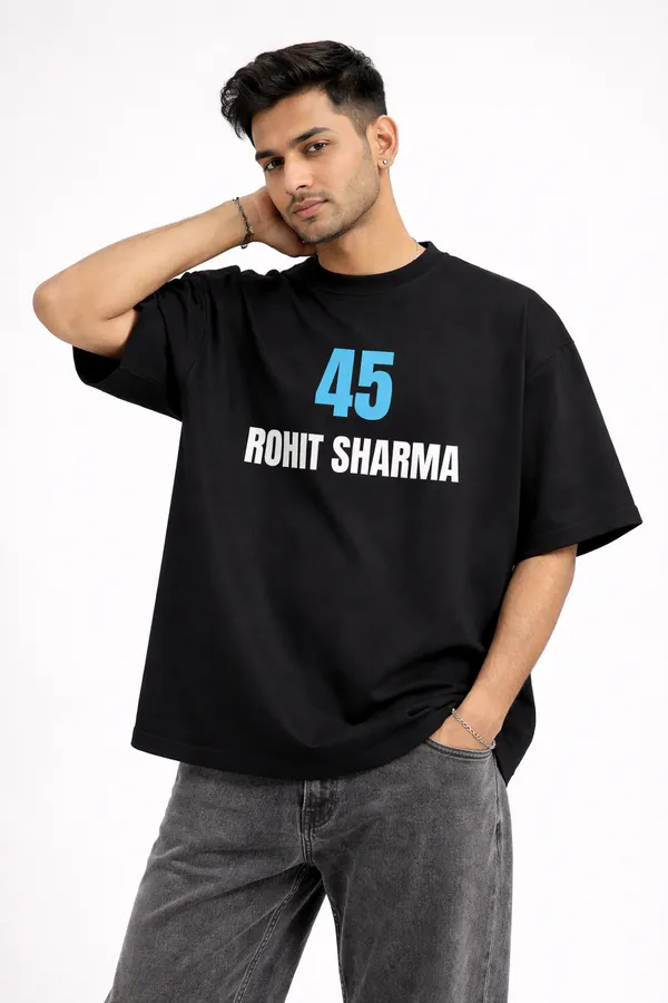 Black_Cotton_Boxy_Fit_Rohit_Sharma_Captain_Tribute_T-Shirt_For_Unisex