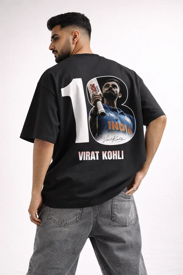 Black_Cotton_Oversized_King_18_Cricket_Graphic_T-Shirt_For_Unisex