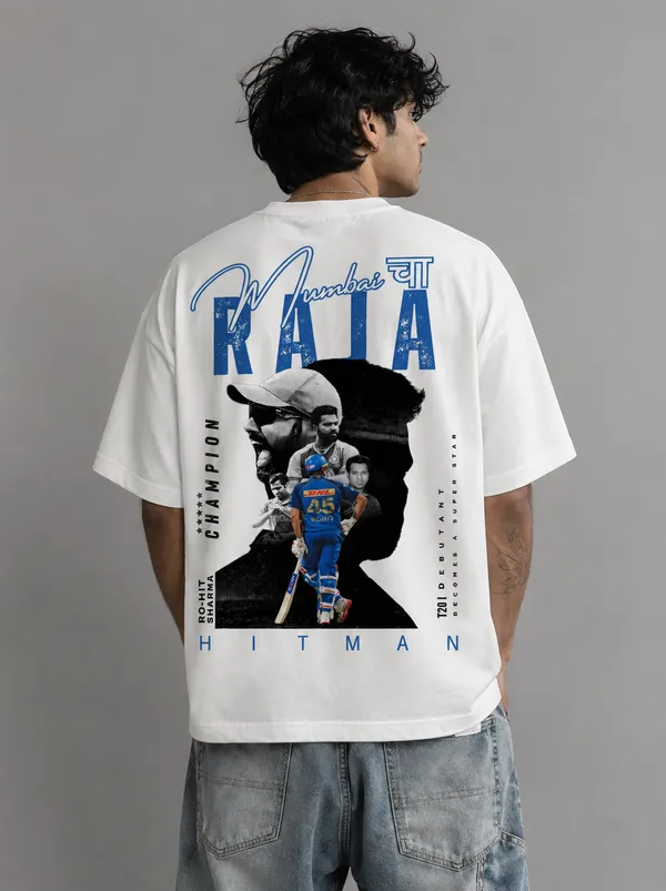White_Cotton_Oversized_Mumbai_Cha_Raja_Sharma_Graphic_T-Shirt_For_Unisex