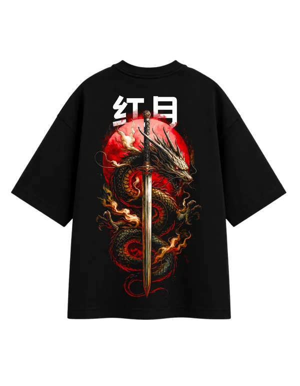 Black_Cotton_Oversized_Dragon_Samurai_Japanese_Graphic_T-Shirt_For_Unisex