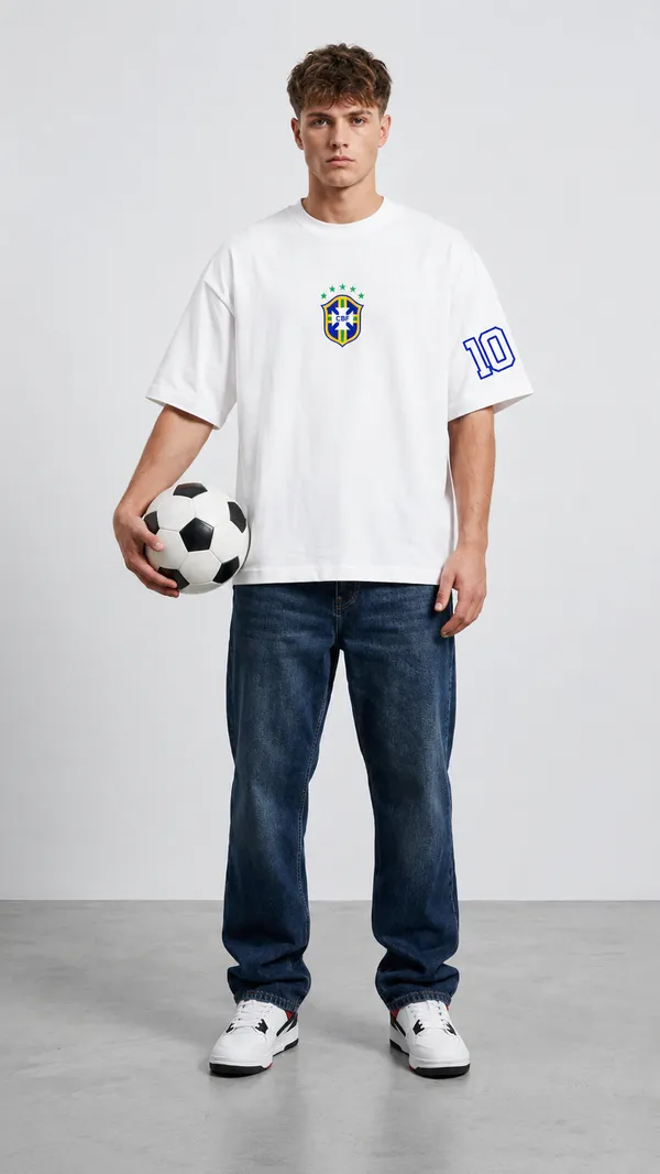 White_Cotton_Oversized_Brasil_Cbf_Stripe_Football_Fan_T-Shirt_For_Unisex