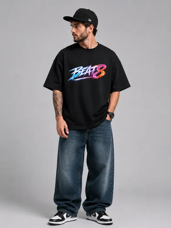 Black_Cotton_Oversized_Streetwear_Drop_Shoulder_T-Shirt_For_Unisex