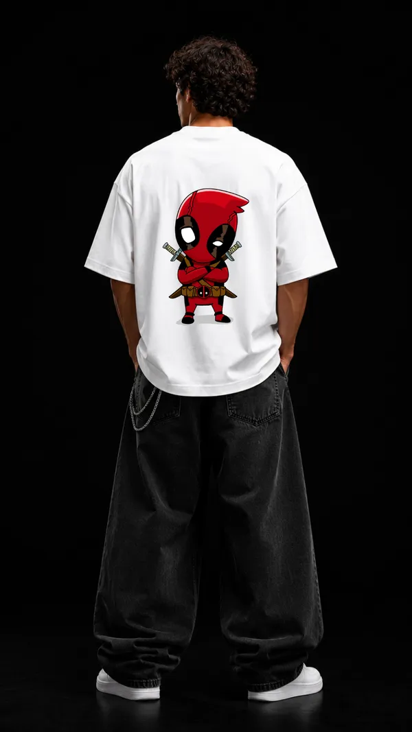 White_Cotton_Oversized_Deadpool_Graphic_T-Shirt_For_Unisex