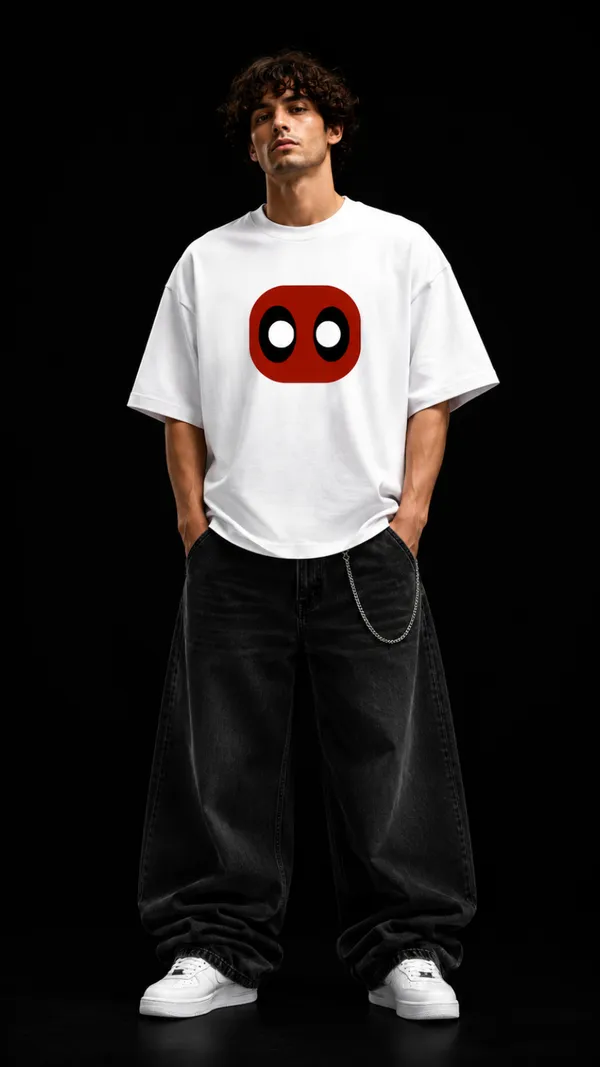 White_Cotton_Oversized_Deadpool_Graphic_T-Shirt_For_Unisex