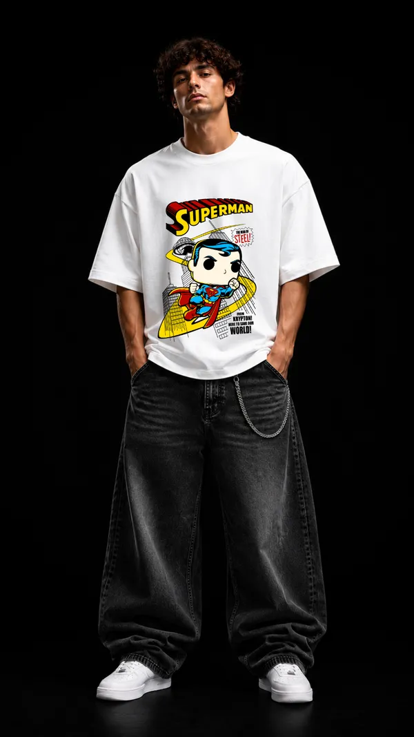 White_Cotton_Oversized_Man_Of_steel_Graphic_T-Shirt_For_Unisex