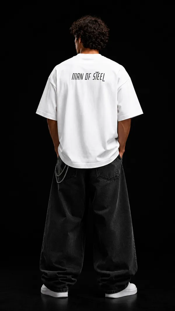 White_Cotton_Oversized_Man_Of_steel_Graphic_T-Shirt_For_Unisex