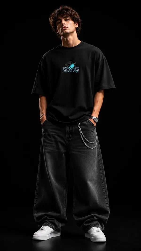 Black_Cotton_Oversized_Thunder_Graphic_T-Shirt_For_Unisex