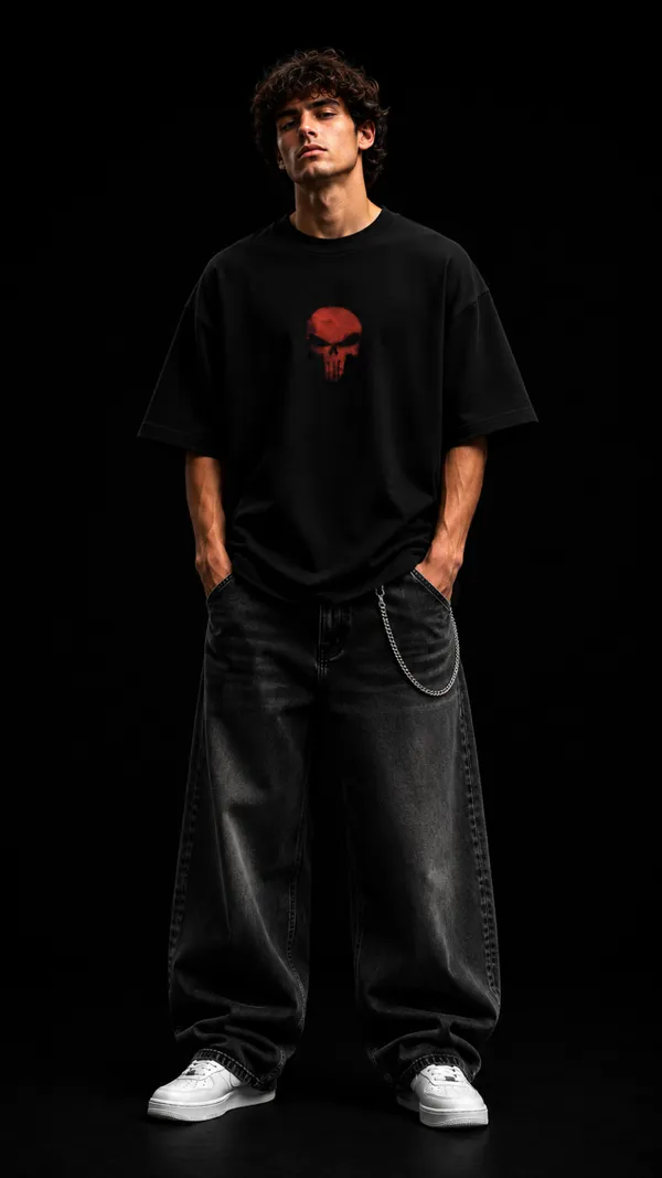 Black_Cotton_Oversized_Punisher_Graphic_T-Shirt_For_Unisex