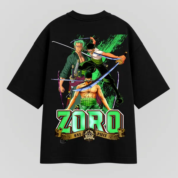 Black_Cotton_Oversized_Zoro_one_piece_Graphic_T-Shirt_For_Unisex