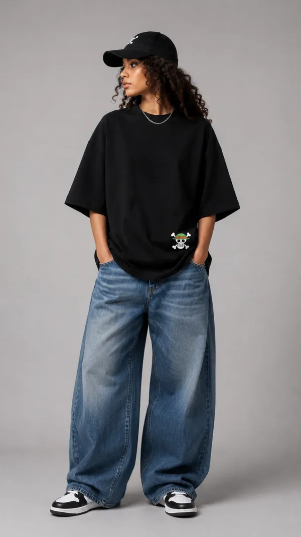 Black_Cotton_Oversized_Zoro_one_piece_Graphic_T-Shirt_For_Unisex