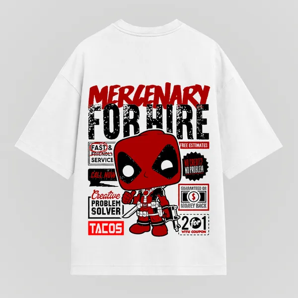 White_Cotton_Oversized_merlenary_for_Hire_Graphic_T-Shirt_For_Unisex