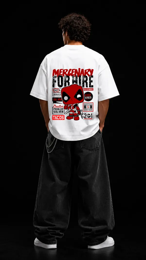 White_Cotton_Oversized_merlenary_for_Hire_Graphic_T-Shirt_For_Unisex