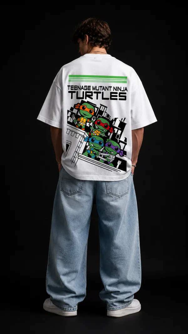 White_Cotton_Oversized_The_Ninja_Turtles_Graphic_T-Shirt_For_Unisex
