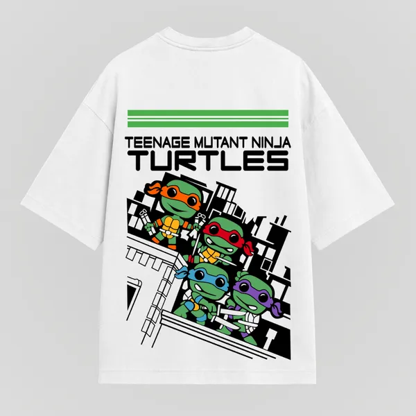 White_Cotton_Oversized_The_Ninja_Turtles_Graphic_T-Shirt_For_Unisex