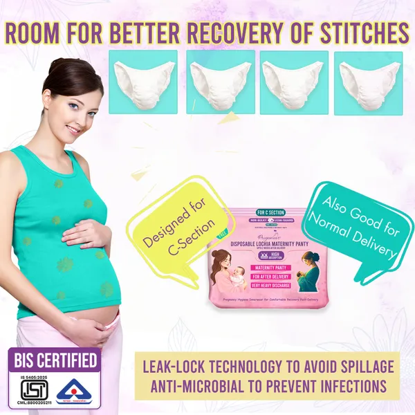 Pregawear_Lochia_Maternity_C_Section_Panty|Heavy_Flow_Postpartum|_Also_For_Normal_Deliveryidisposable_Period_Panties|Rash_Free|Leak_Proof_Pads_After_Delivery|Overnight_Protection|Toxic_Free_(White_-_Pack_Of_4)