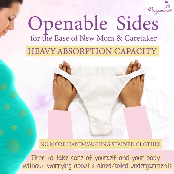 Pregawear_Lochia_Maternity_C_Section_Panty|Heavy_Flow_Postpartum|_Also_For_Normal_Deliveryidisposable_Period_Panties|Rash_Free|Leak_Proof_Pads_After_Delivery|Overnight_Protection|Toxic_Free_(White_-_Pack_Of_4)
