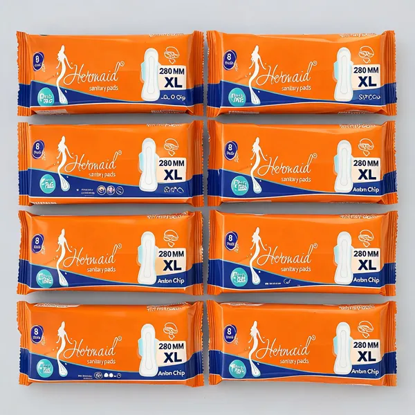 Hermaid_Xl(280Mm)_Cotton_Maxi_Sanitary_Pad_With_Anion_Chip_(White_-_Pack_Of_8
