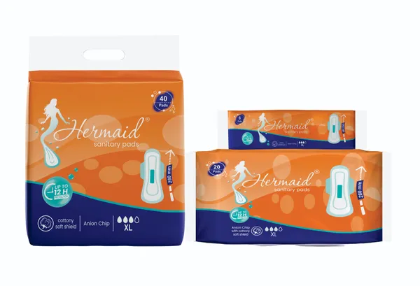 Hermaid_Xl(280Mm)_Cotton_Maxi_Sanitary_Pad_With_Anion_Chip_(White_-_Pack_Of_4