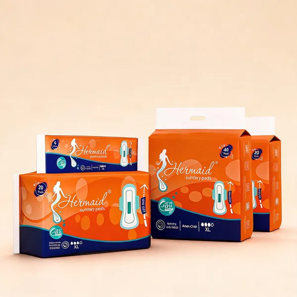 Hermaid_Xl(280Mm)_Cotton_Maxi_Sanitary_Pad_With_Anion_Chip_(White_-_Pack_Of_4