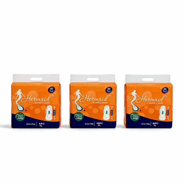 Hermaid_Xl(280Mm)_Cotton_Maxi_Sanitary_Pad_With_Anion_Chip_(White_-_Pack_Of_3