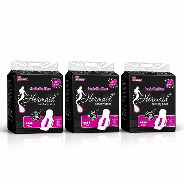 Hermaid_Xxl(320Mm)_Cotton_Maxi_Sanitary_Pad_With_Anion_Chip_(White_-_Pack_Of_3
