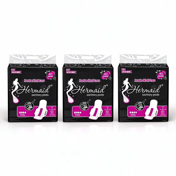 Hermaid_Xxl(320Mm)_Cotton_Maxi_Sanitary_Pad_With_Anion_Chip_(White_-_Pack_Of_3