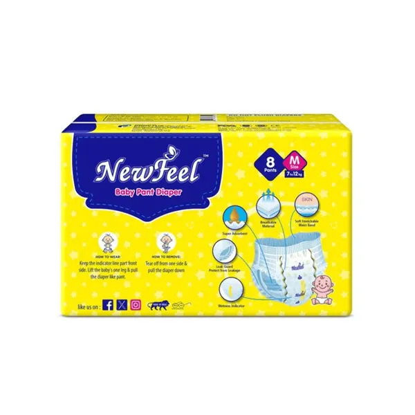 Newfeel_Baby_Diaper_Medium_Size_8_Count_-_Pack_Of_4