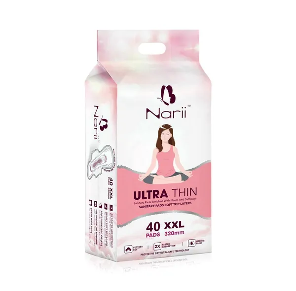Narii_Xxl(320Mm)_Semi_Ultra_With_Anion_Chip_Sanitary_Pad_(White_-_Pack_Of_40)