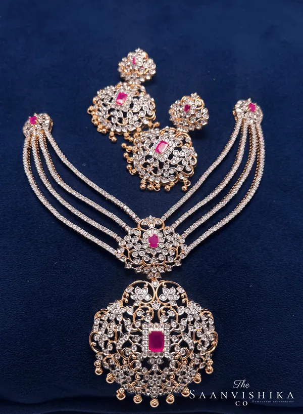 Golden_Alloy_Ruby_Rani_Necklace_With_Earrings_For_Women