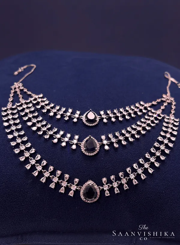 Purple_Alloy_Gemstone_Step_Chain_Short_Necklace_For_Women