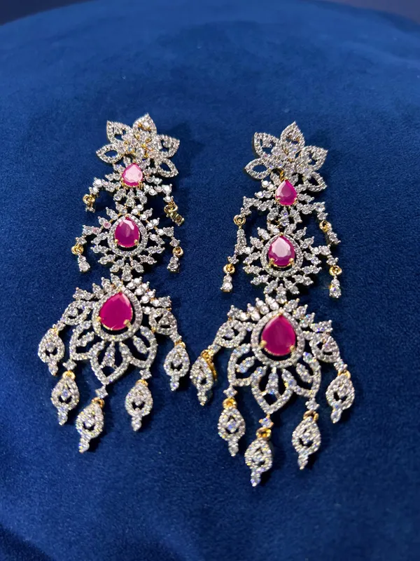 Red_Alloy_Blend_5-Layer_Diamond_Necklace_With_Earrings_For_Women