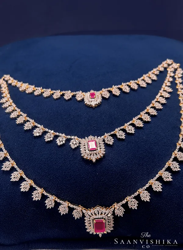 Red_Alloy_Multi-Layer_Necklace_With_Earrings_For_Women