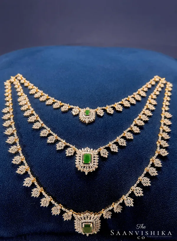 Green_Alloy_Blend_Multi-Layer_Necklace_Set_For_Women