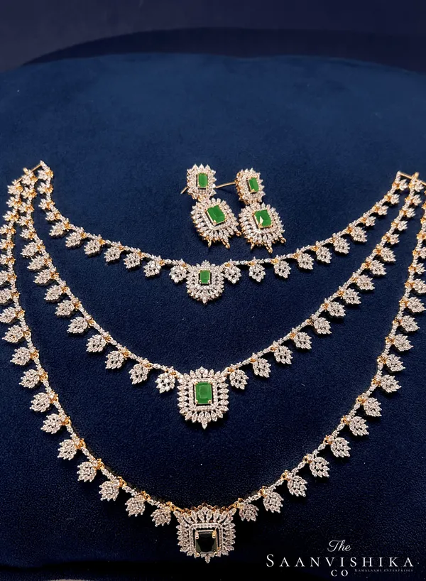 Green_Alloy_Blend_Multi-Layer_Necklace_Set_For_Women