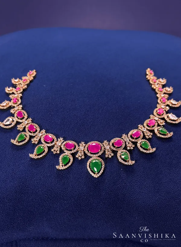 Multicolor_Alloy_Blend_Mango_Motif_Necklace_With_Earrings_For_Women