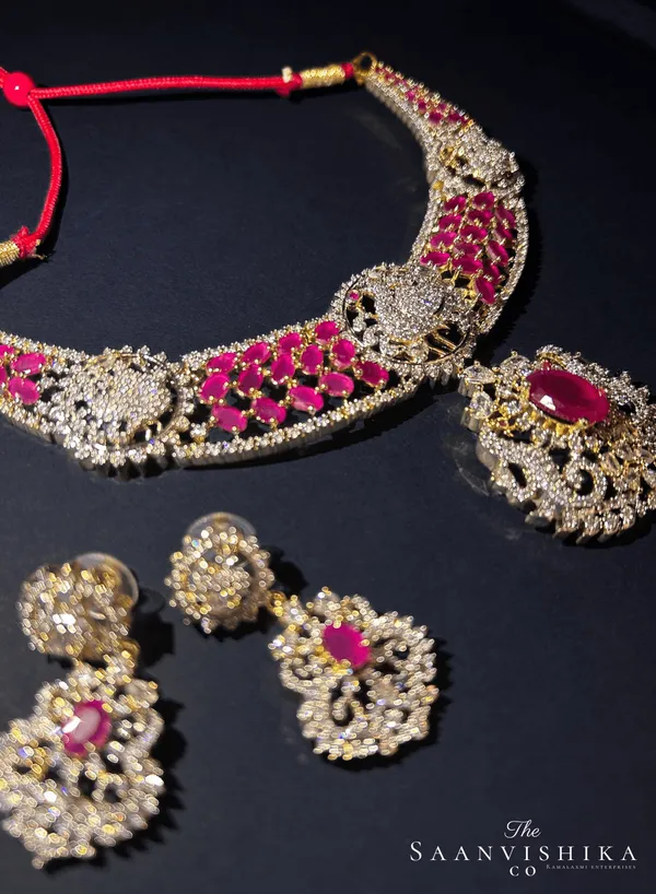 Red_Alloy_Peacock_Necklace_With_Earrings_For_Women
