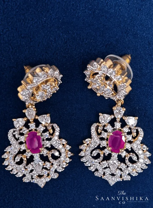 Red_Alloy_Peacock_Necklace_With_Earrings_For_Women