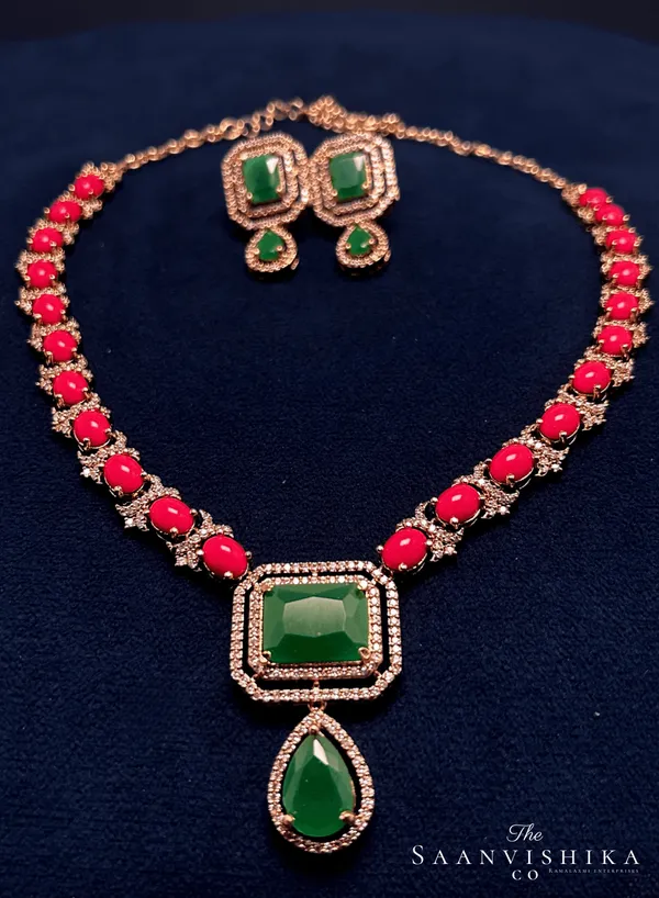 Red_Alloy_Coral_Gemstone_Necklace_With_Earrings_For_Women