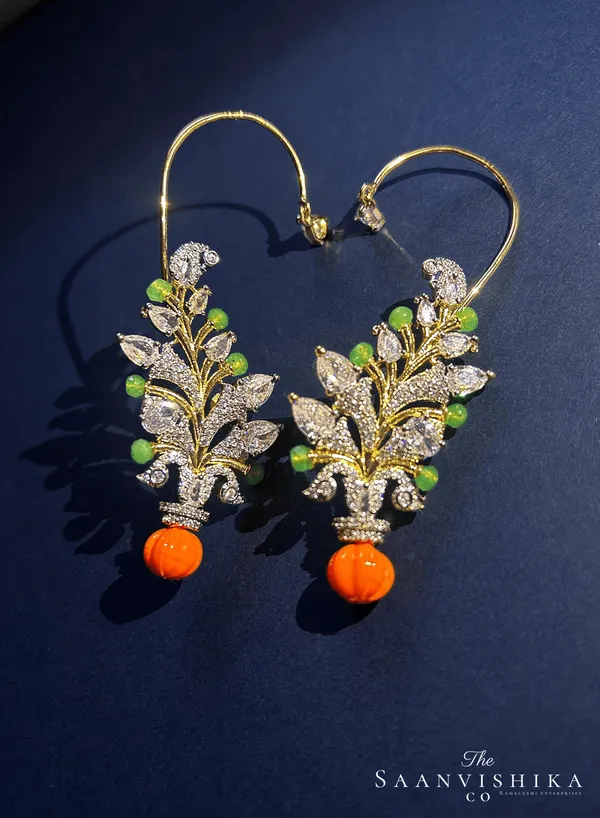 Green_Orange_Alloy_Beaded_Earcuffs_For_Women