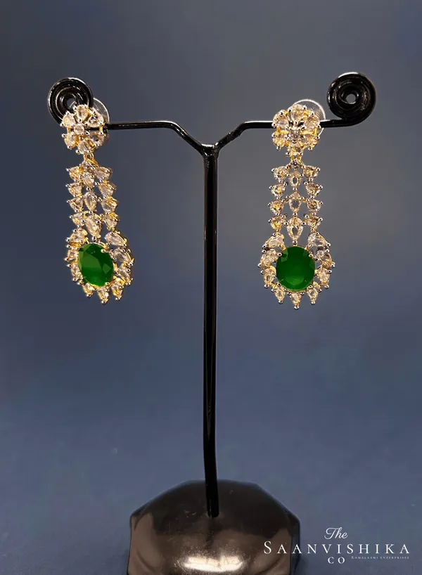 Green_Alloy_Blend_Hexagonal_Gem_Diamond_Necklace_With_Earrings_For_Women