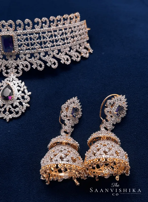 Purple_Alloy_Diamond_Choker_Set_For_Women