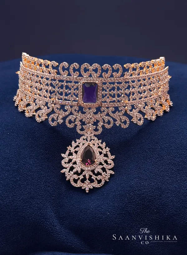 Purple_Alloy_Diamond_Choker_Set_For_Women